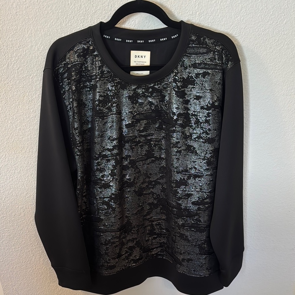 DKNY Black Sweatshirt with Metallic Detail